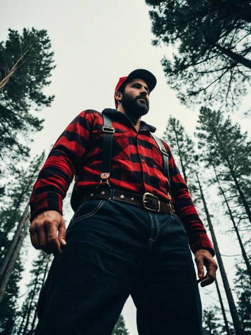 Man in Lumberjack Costume in Forest