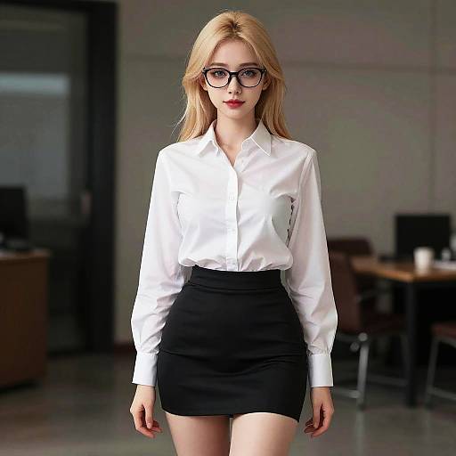 Blonde Woman in Office Attire