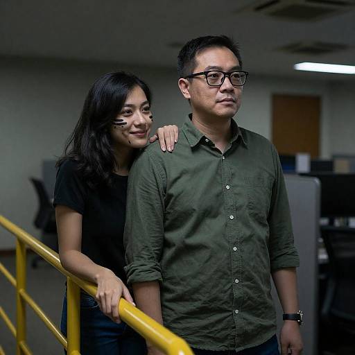 Dimly Lit Office Couple Portrait