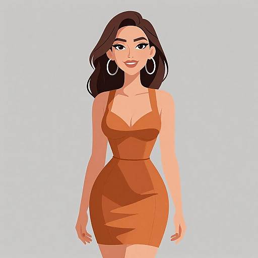 Chic Woman in Burnt Orange Dress