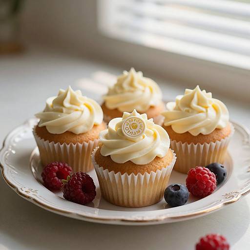Elegant Cupcake on Vintage Porcelain Plate