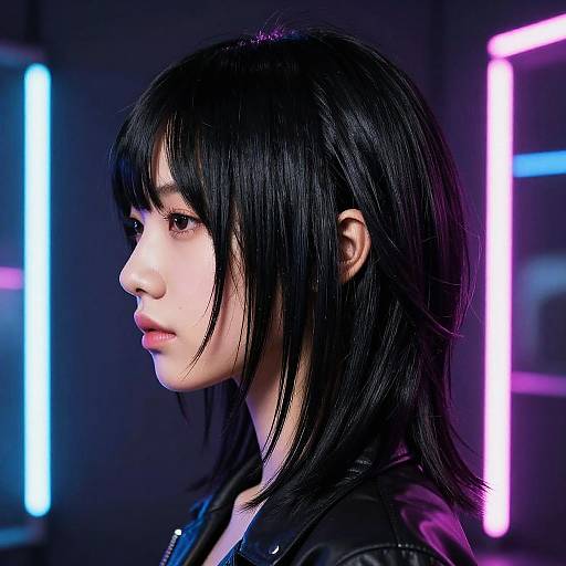 Futuristic Black Wolf Cut Hairstyle