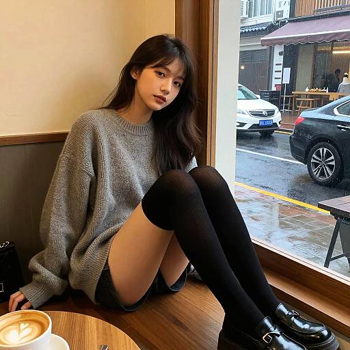 Cozy Teen by Café Window