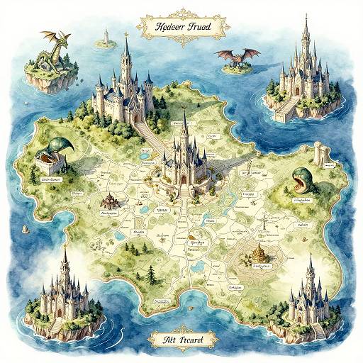 AI-Generated Fantasy Map in Watercolor