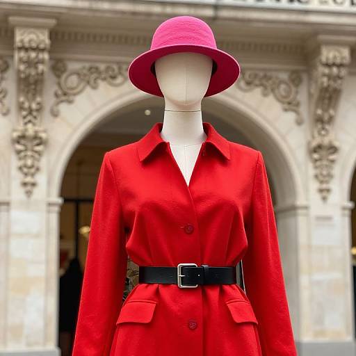 Mannequin in Red Outfit with Hat