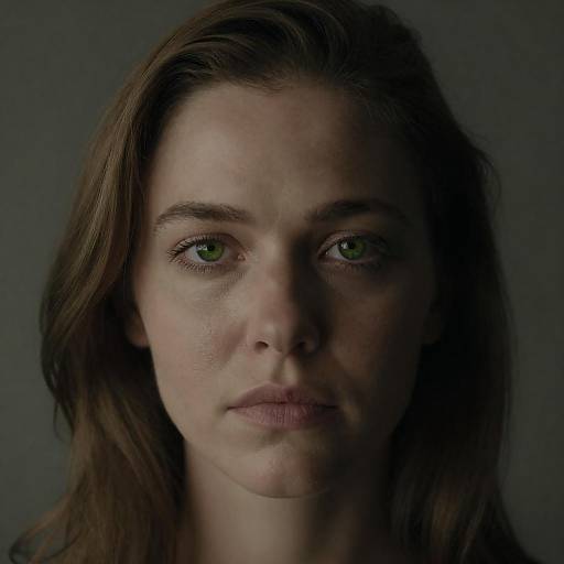 Intense Gaze of a Freckled Woman