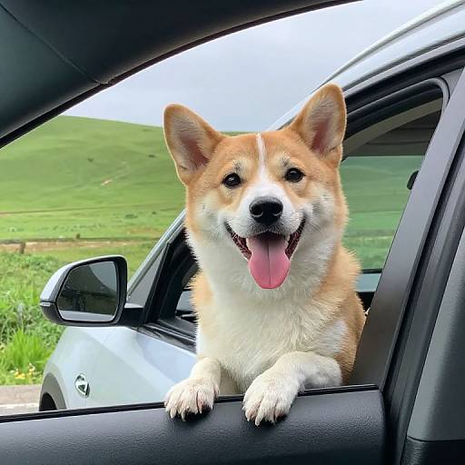 Joyful Dog Riding Scenic Car Drive