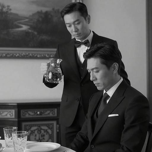 Formal Black-and-White Portrait of Two Men