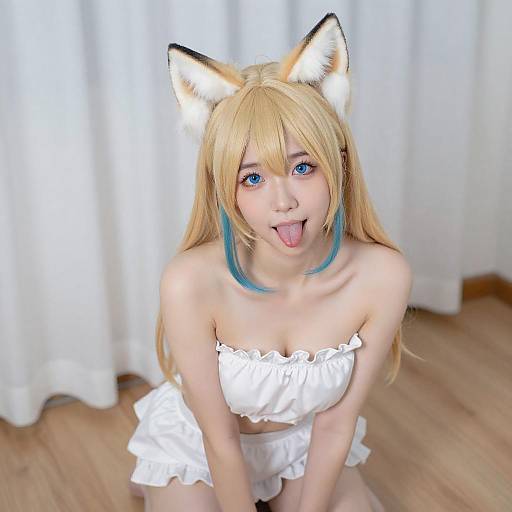 Playful Blonde Woman with Fox Ears