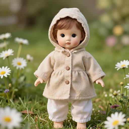 Porcelain Doll in Sunlit Garden