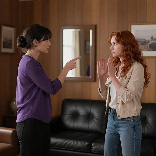 Photograph: Confrontation in Wood-paneled Room