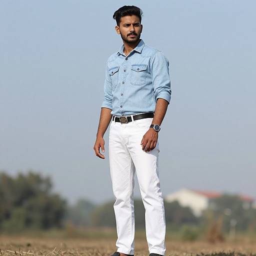 Stylish Man in Light Jeans Outfit Outdoors