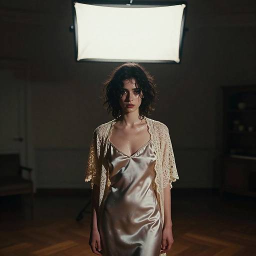 Chiaroscuro Portrait of Satin Slip Dress