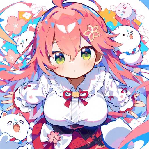 Illustration of 35p (sakura miko), hololive in the style of Uenomigi