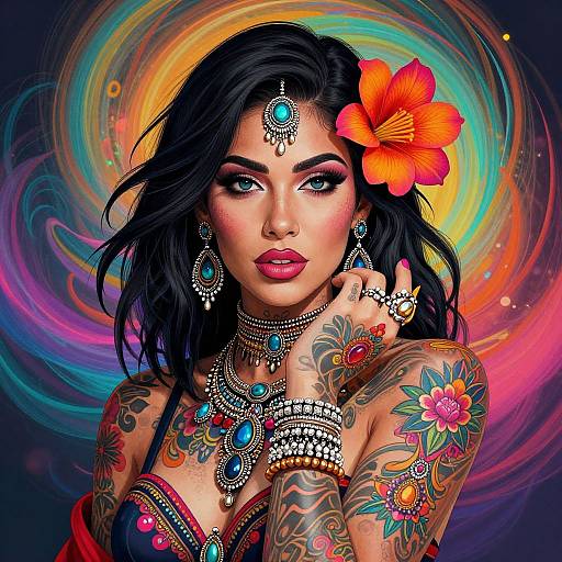 Mystical Woman with Ornate Jewelry