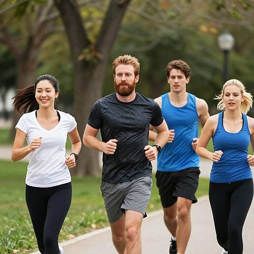 Energetic Friends Jogging in Park