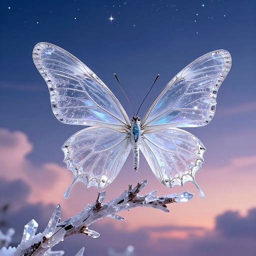 Glass Winged Vutterfly at Twilight