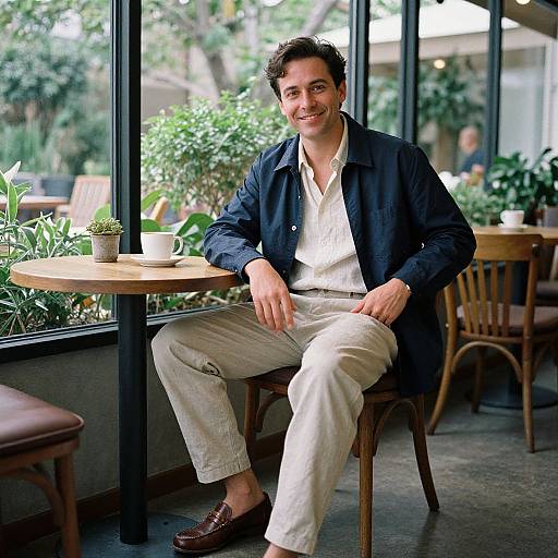 Casual Chic Man in Cozy Coffee Corner