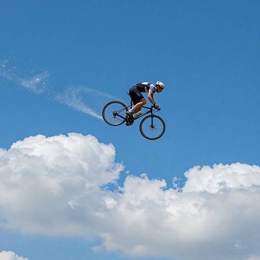 Cyclist Soaring Above Clouds