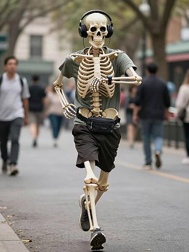 Skeleton Jogging in Urban Park