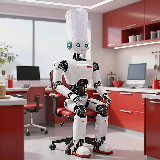 Futuristic Robot Chef in Vibrant Kitchen
