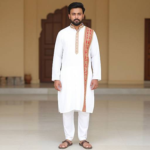 Man in Embroidered White Kurta