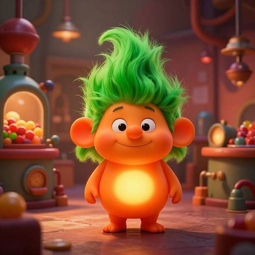 Whimsical Green-Haired Oompa Loompa