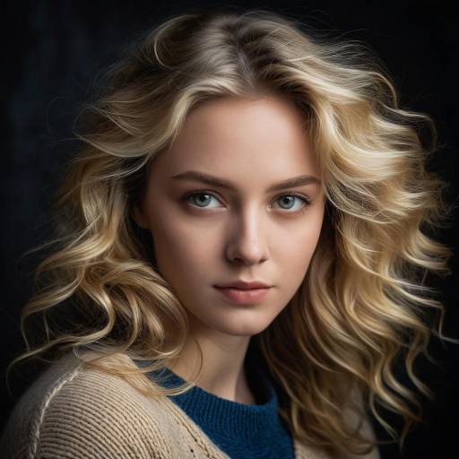 Blonde Woman Portrait with Curly Hair