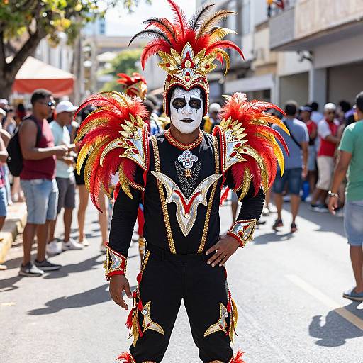 Carnival Performer in Feathered Costume
