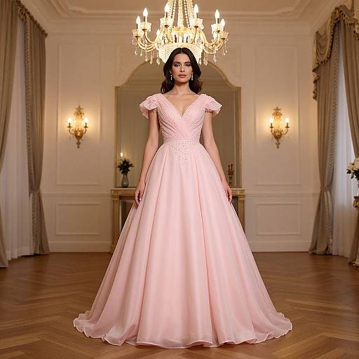 Woman in Pink Maxi Fancy Gown
