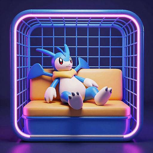 Porygon on Neon Grid Lounge Pod