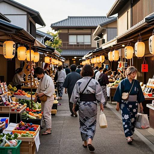 Minagawa Town Market in Traditional Attire