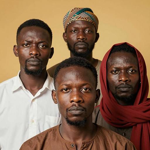 Portrait of Four Black Men with Intense Expressions