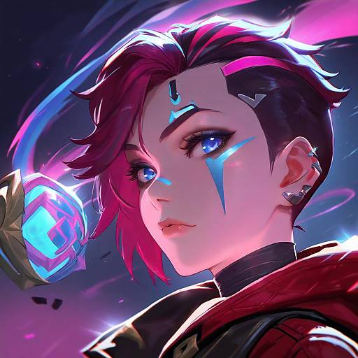 Illustration of Arcane vi, league of legends in the style of Suisogenshi