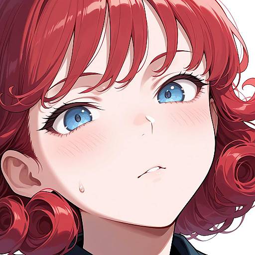 Portrait of a Girl with Red Curly Hair