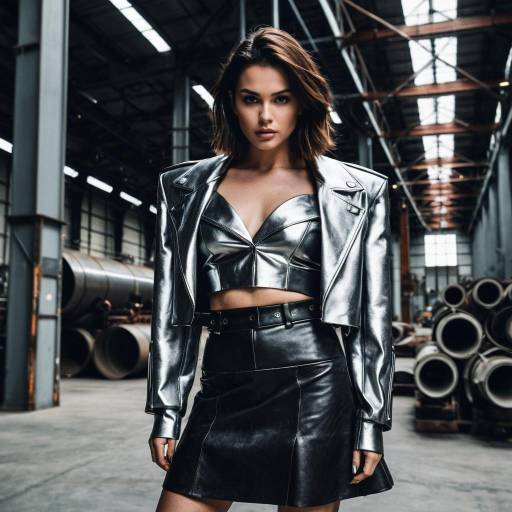 Edgy Fashion Model in Metallic Jacket