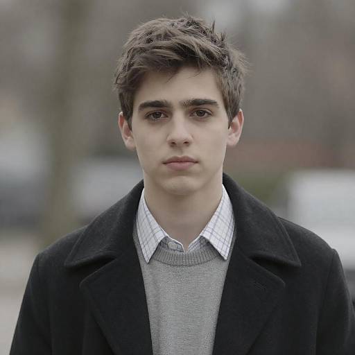 Portrait of Young Man in Black Coat