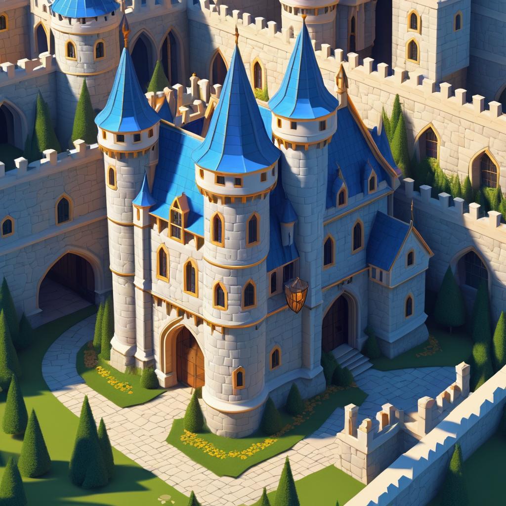 Isometric Knight Character in Castle