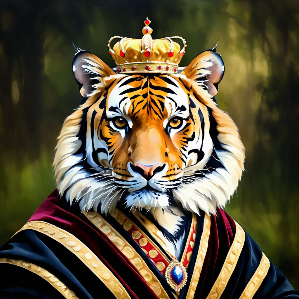 Regal Bengal Tiger in Romantic Style