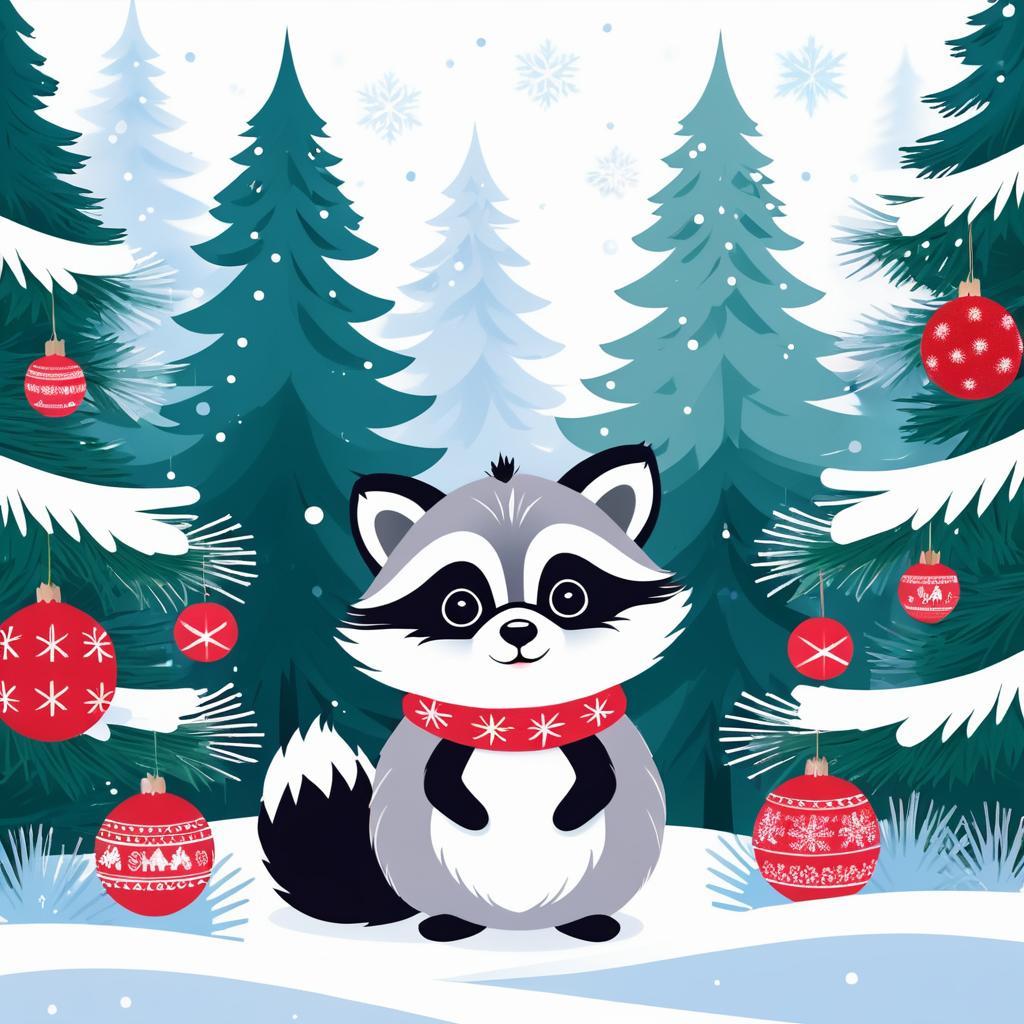 Cozy New Year's Raccoon Card Design