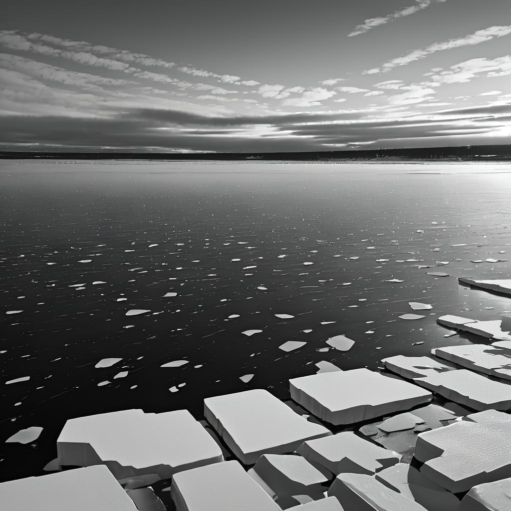 Monochrome Serenity in Iceberg Alley