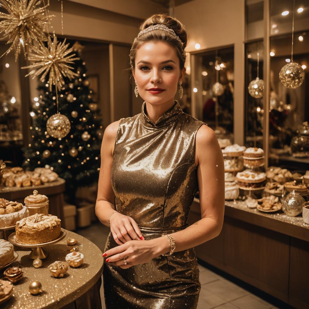 Elegant Athletic Woman at Christmas Party