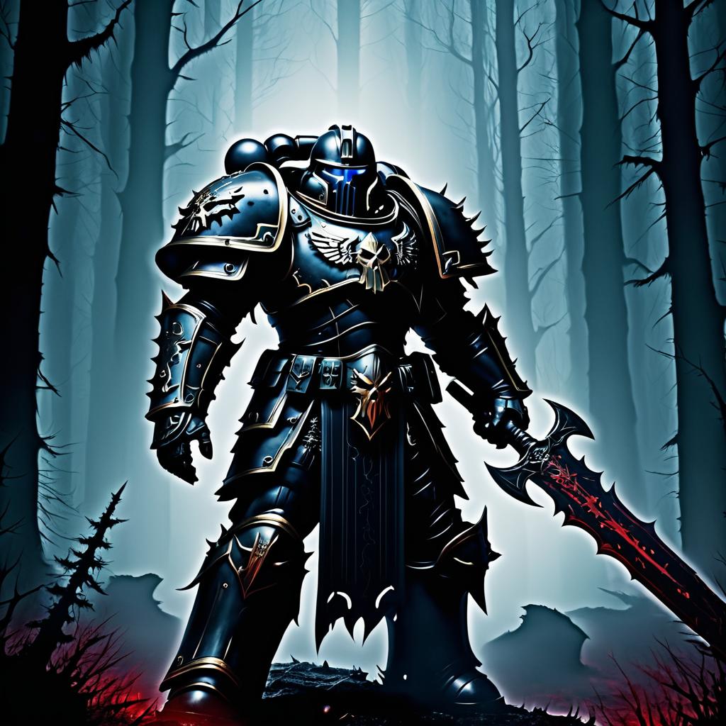 Grimdark Space Marine in Haunted Forest