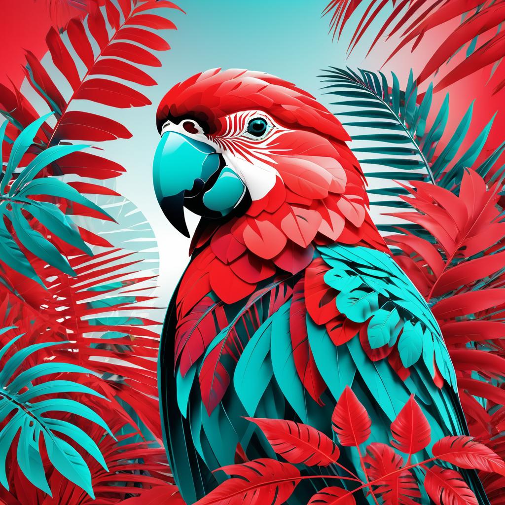 Vibrant Parrot with Floral Abstract Design