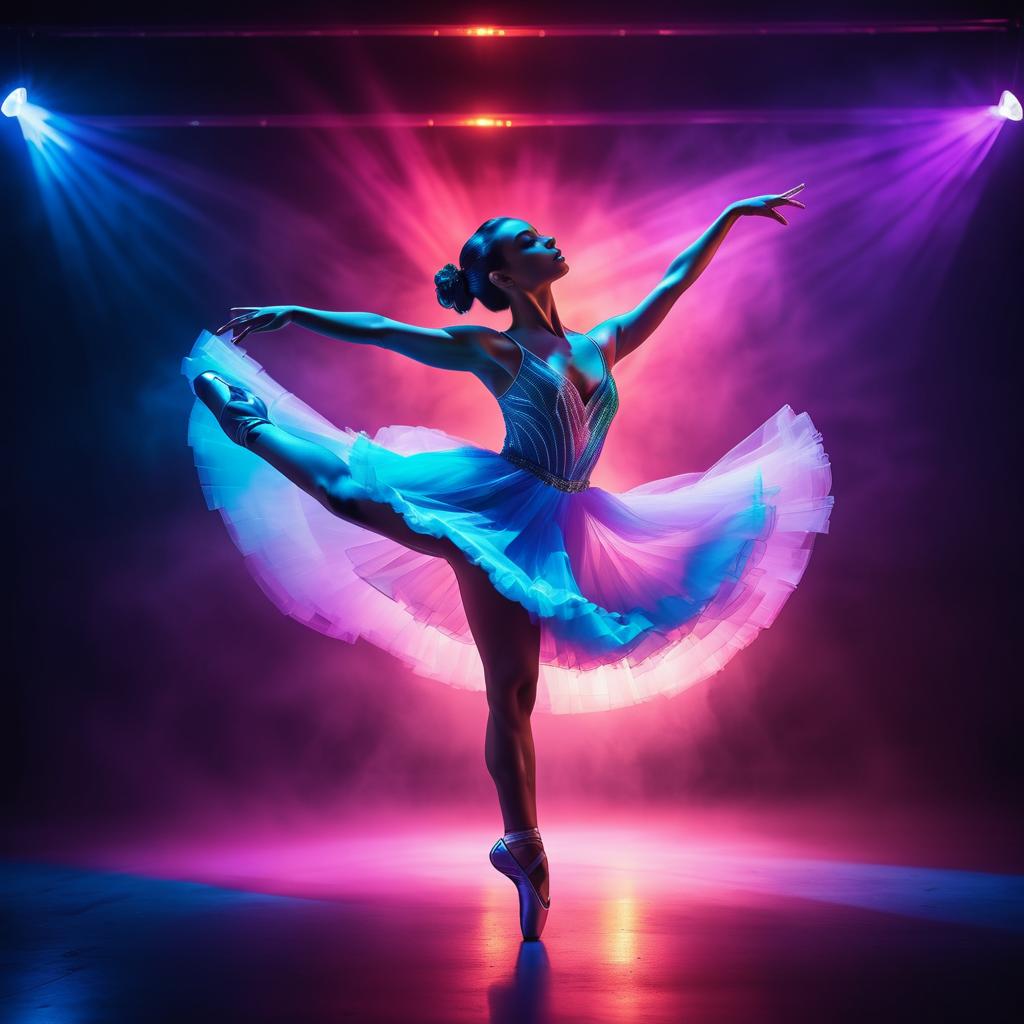 Graceful Ballerina in Neon Atmosphere