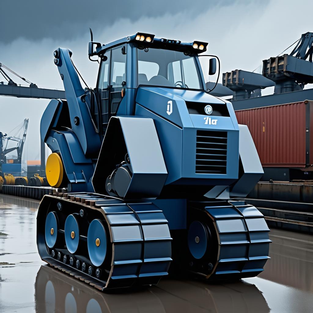 Confident Anthropomorphic Track Loader in Harbor