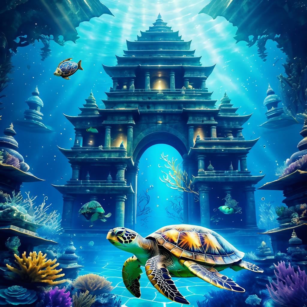 Mystical Realism: Turtle and Underwater Temple