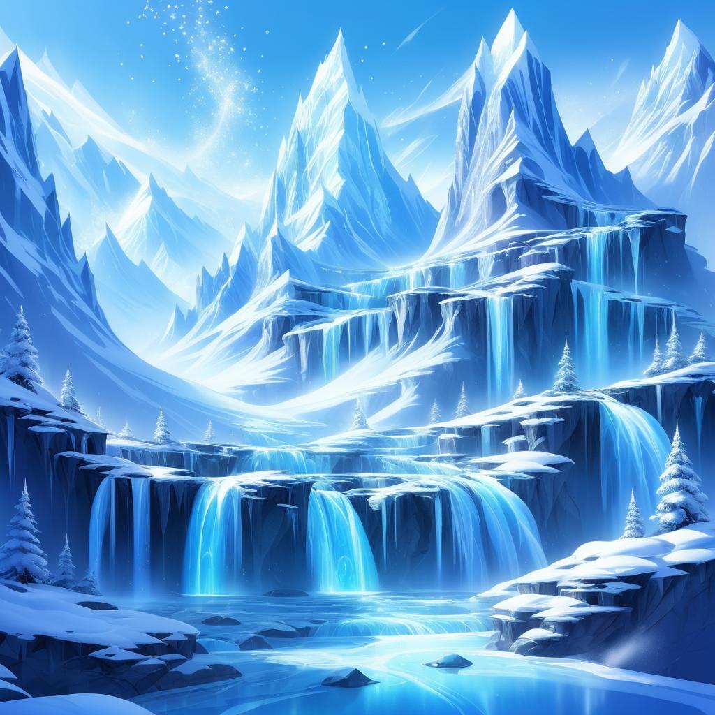 Majestic Fantasy Snowy Mountain Range