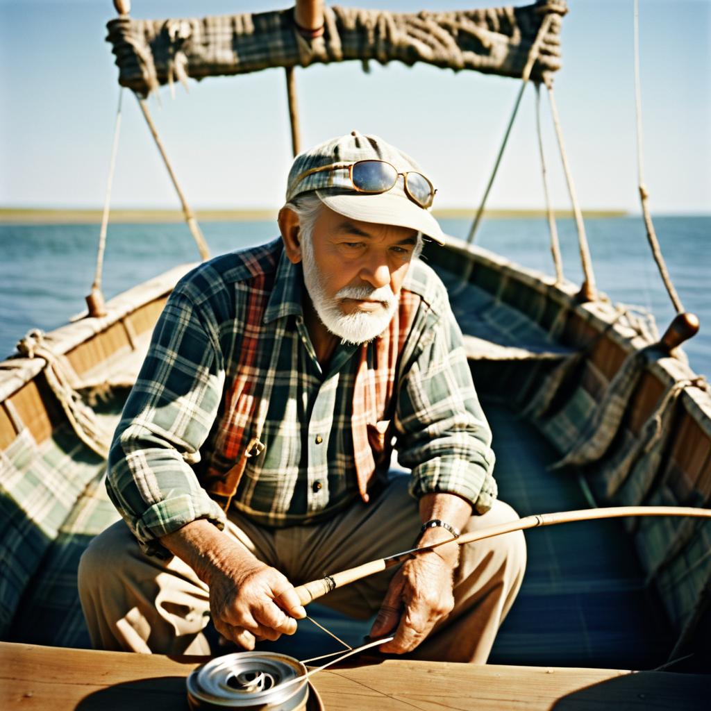 Elderly Fisherman in Nostalgic Setting