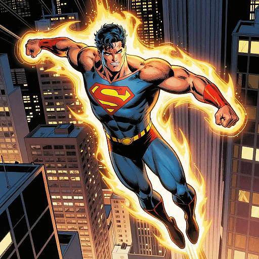 Superhero Mid-Flight Comic Art